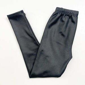 Black faux leather fleece lined girls leggings